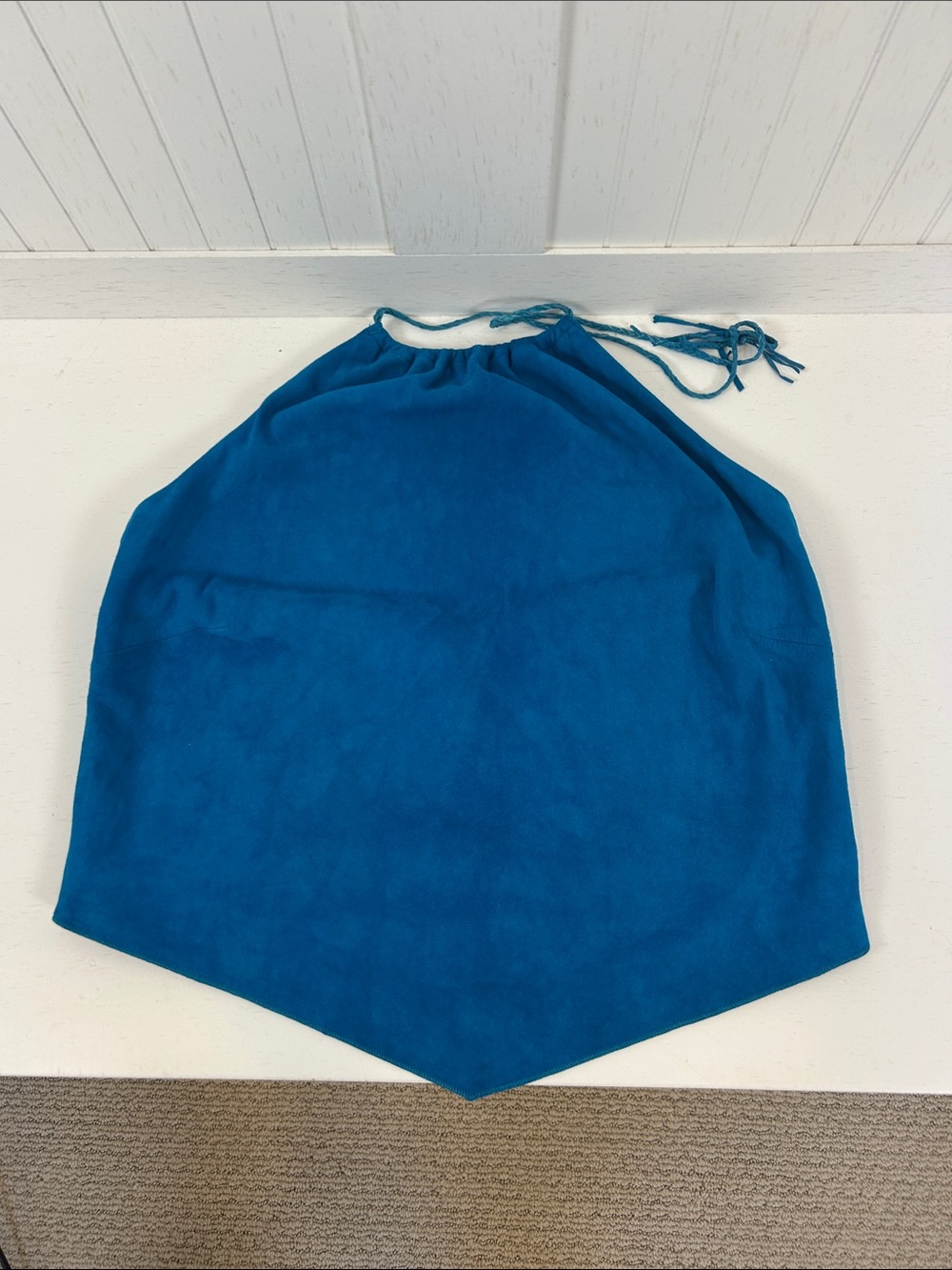 Vintage Laundry by Shelli Segal Blue Suede Look Y2K Halter Top